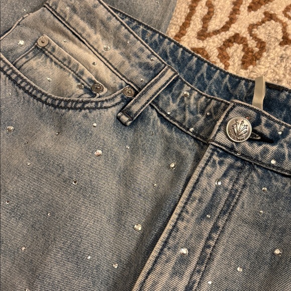 🩵RAG & BONE Logan Mid-Rise Wide Leg Studded Denim - Picture 8 of 16